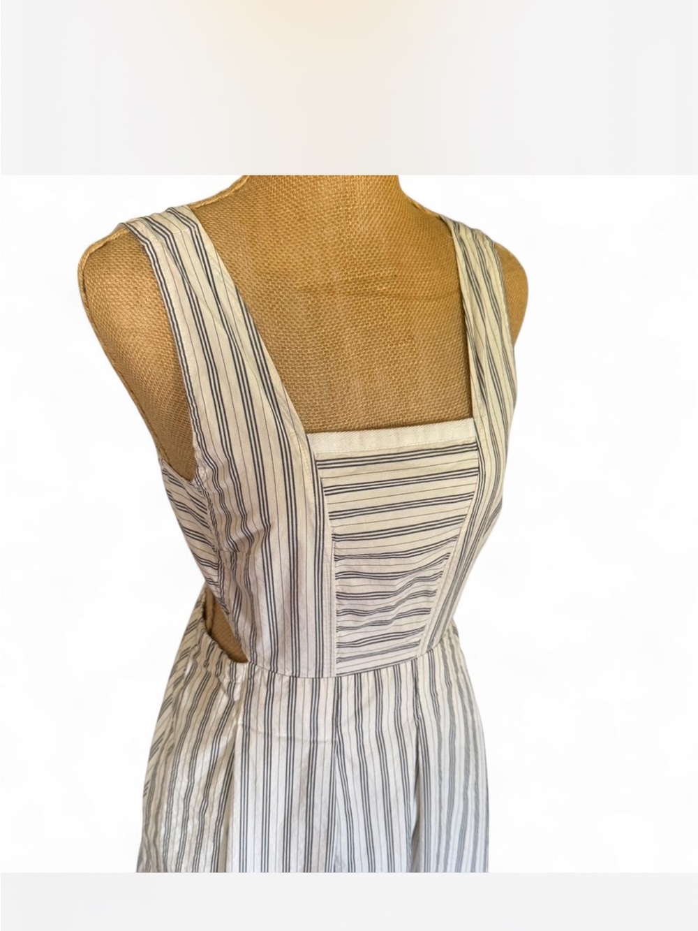 Madewell Cream and Gray Striped Midi Pinafore - Picture 2 of 8
